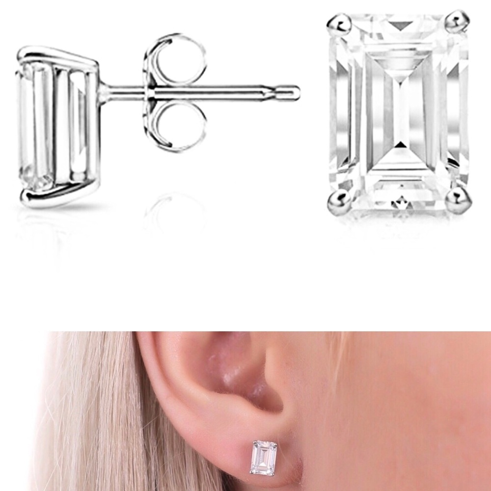 EMERALD CUT EARRINGS SWAROVSKI CRYSTALS